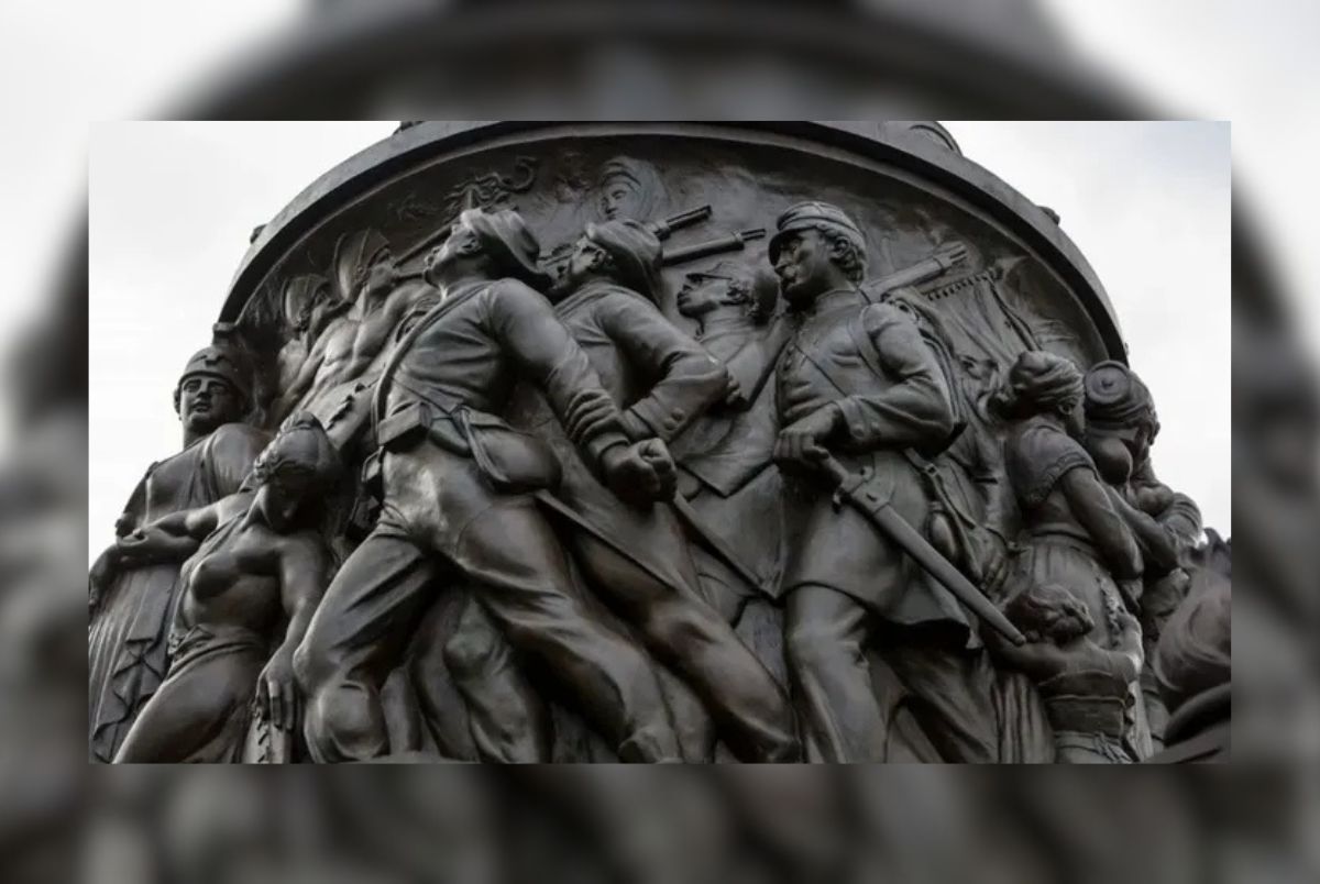 The Reconciliation Monument, a Confederate Memorial, at Arlington National Cemetery is photographed on Aug. 17, 2017 in Arlington, Virginia. The monument is being moved back to the cemetery after it was removed during the Biden administration.