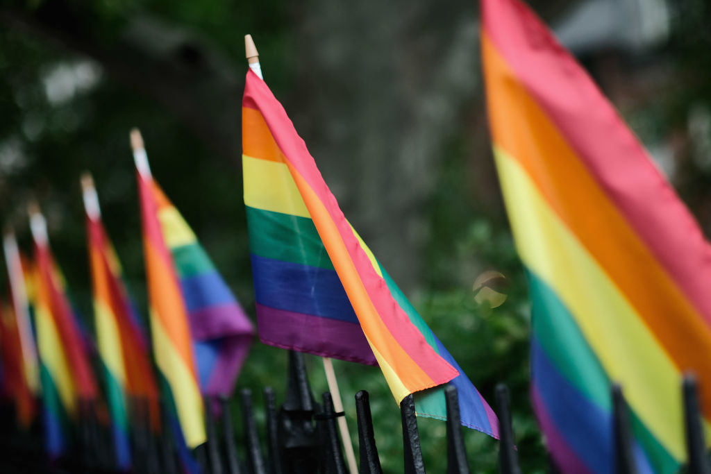 NEW YORK, NEW YORK - JUNE 05: A view of pride rainbow flags outside the Stonewall Inn as Entertainment Weekly Celebrates Its Annual LGBTQ Issue at the Stonewall Inn on June 05, 2019 in New York City. (Photo by Dimitrios Kambouris/Getty Images for Entertainment Weekly)