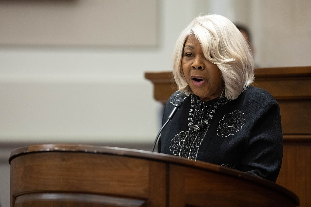 RICHMOND, VIRGINIA - MARCH 02: Sen. Louise Lucas (D-VA) speaks during the investiture ceremony of Chief Justice Cleo E. Powell in the chamber of the Supreme Court of Virginia, on March 2, 2026 in Richmond, Virginia. Powell is the first African-American woman Chief Justice of the Virginia Supreme Court. (Photo by Mike Kropf-Pool/Getty Images)