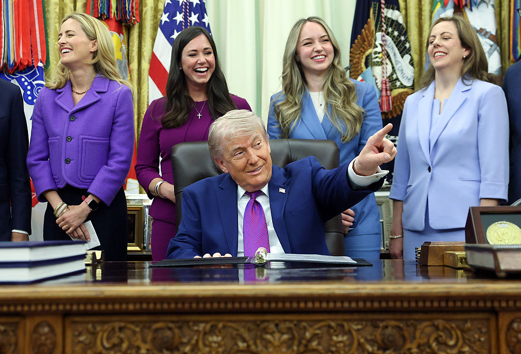 WASHINGTON, DC - MAY 11: U.S. President Donald Trump speaks at an event on maternal healthcare in the Oval Office of the White House on May 11, 2026 in Washington, DC. The Trump administration recently launched Moms.gov, a website to help provide resources to expecting women and their families. (Photo by Kevin Dietsch/Getty Images)