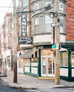 Famous 4th Street Delicatessen, a landmark restaurant located in Philadelphia, Pennsylvania.