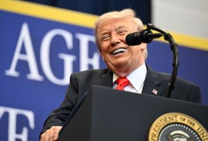 THE VILLAGES, FLORIDA - MAY 01: U.S. President Donald Trump speaks at The Villages Charter School on May 01, 2026 in The Villages, Florida. President Trump spoke about economic development, his administration's tax plan and Social Security. (Photo by Roberto Schmidt/Getty Images)