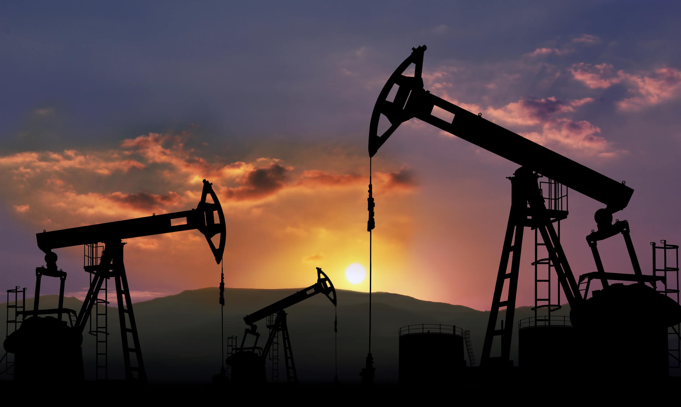 Oil field with pump jack , oil industry