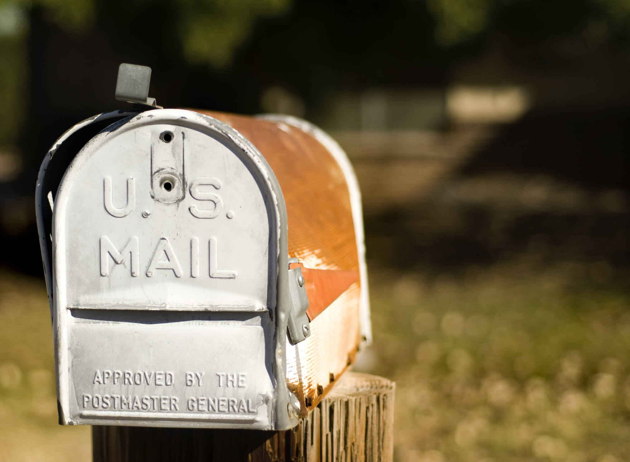 Typical aged and weathered outdoor US mail box