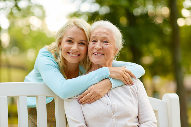 aging skin, adult mother and daughter