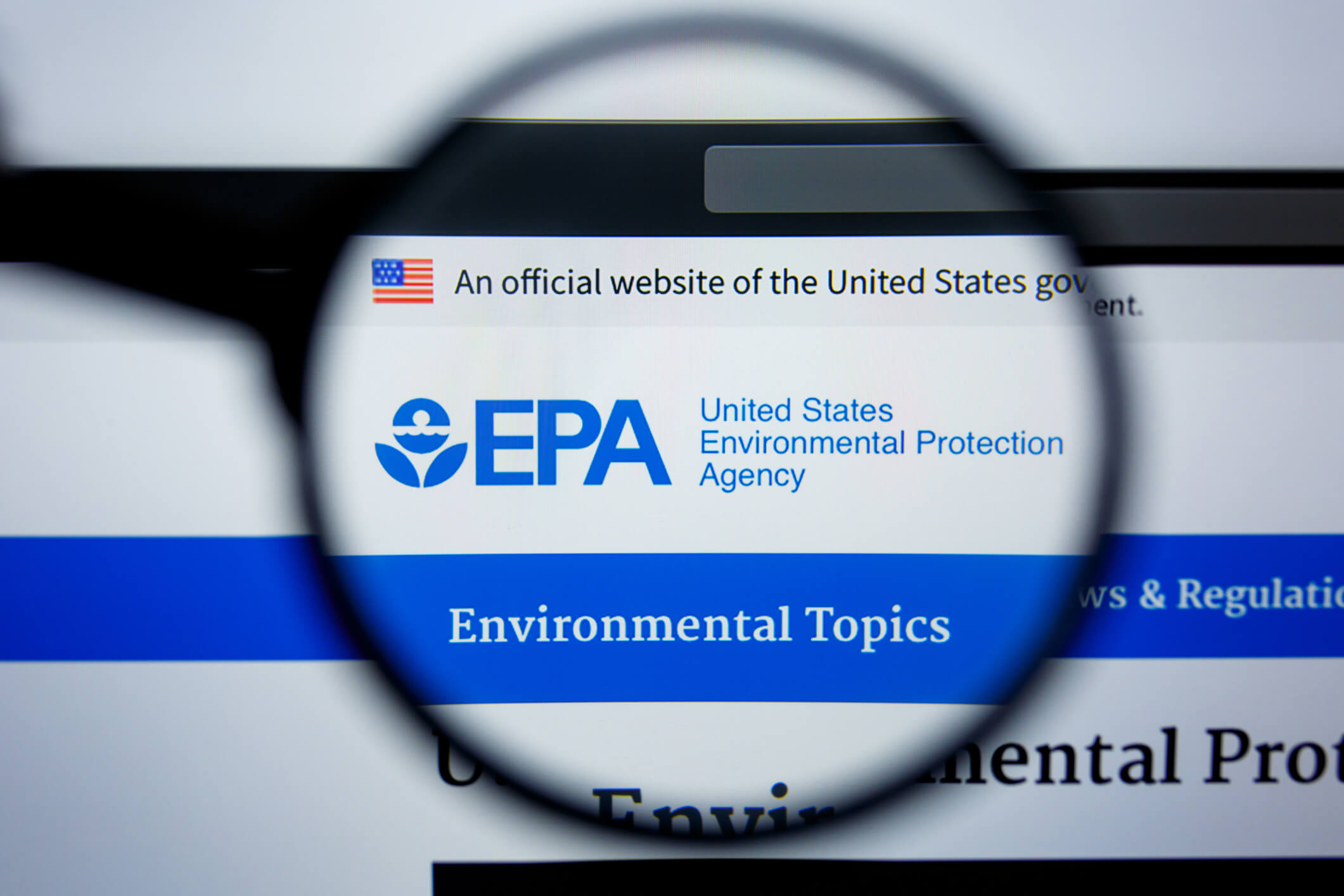 Los Angeles, California, USA - 29 Jule 2019: Illustrative Editorial of EPA. GOV website homepage. United States Environmental Protection Agency logo visible on display screen.