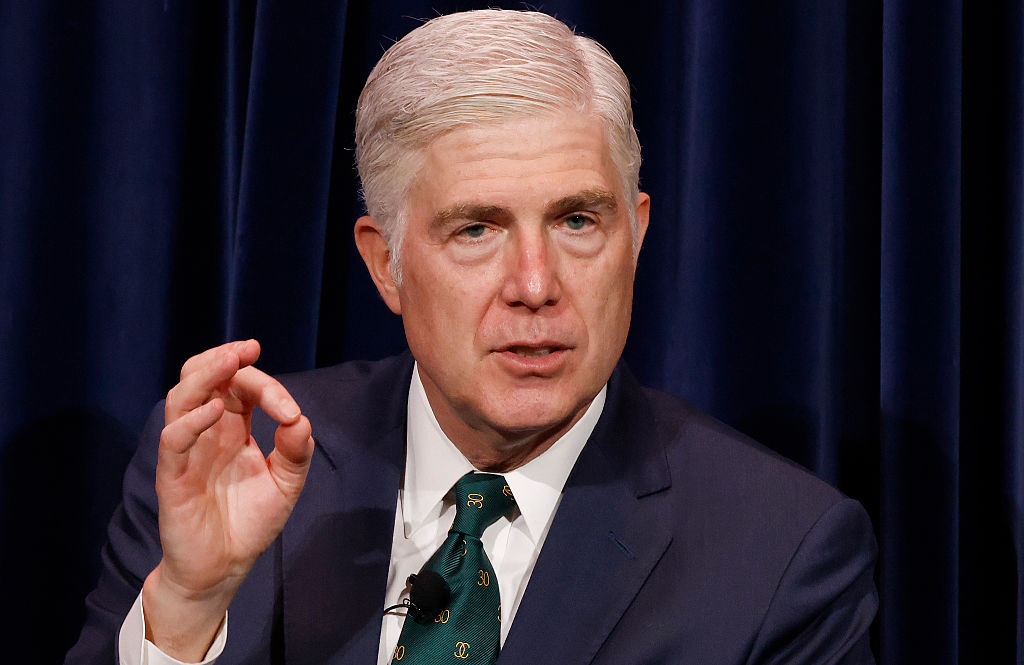 U.S. Supreme Court Justice Neil Gorsuch speaks at the Reagan Library on May 5, 2026 in Simi Valley, California.