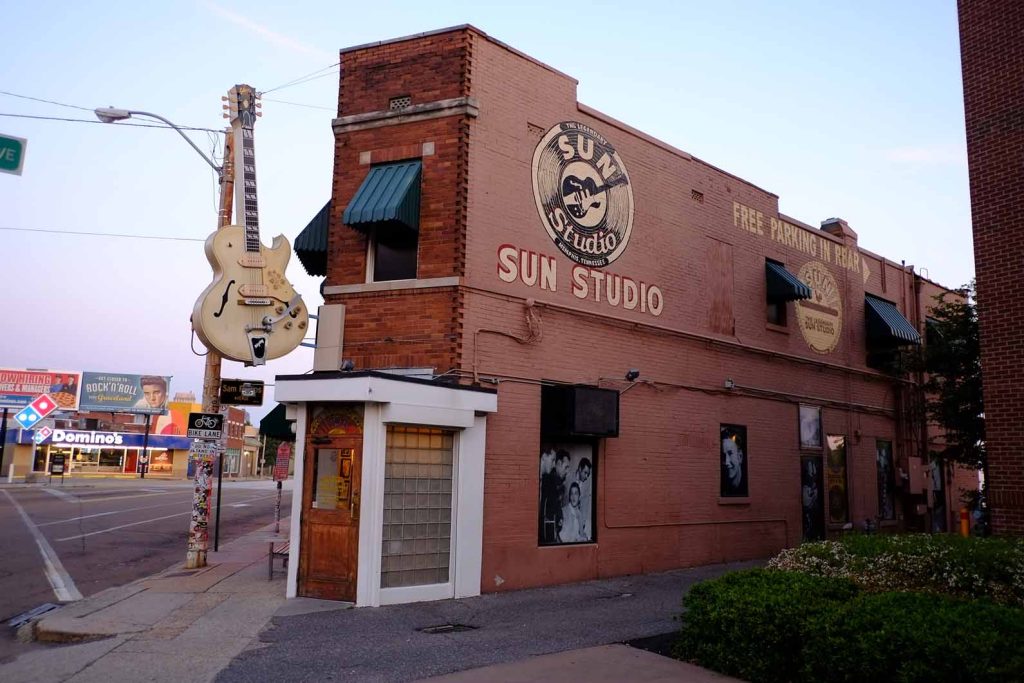 The iconic Sun Studio in Memphis, Tennessee, famously known as the "Birthplace of Rock 'n' Roll