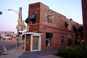 The iconic Sun Studio in Memphis, Tennessee, famously known as the "Birthplace of Rock 'n' Roll