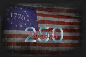 A commemorative banner celebrating the 250th anniversary of the United States of America.
