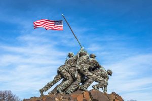 the Marine Corps War Memorial, also known as the Iwo Jima Memorial, located in Arlington, Virginia.