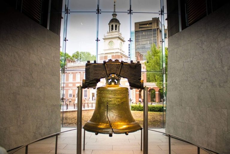 The Liberty Bell - an iconic symbol of American independence, located in Philadelphia, Pennsylvania, USA. The iconic Liberty Bell in all it`s glory