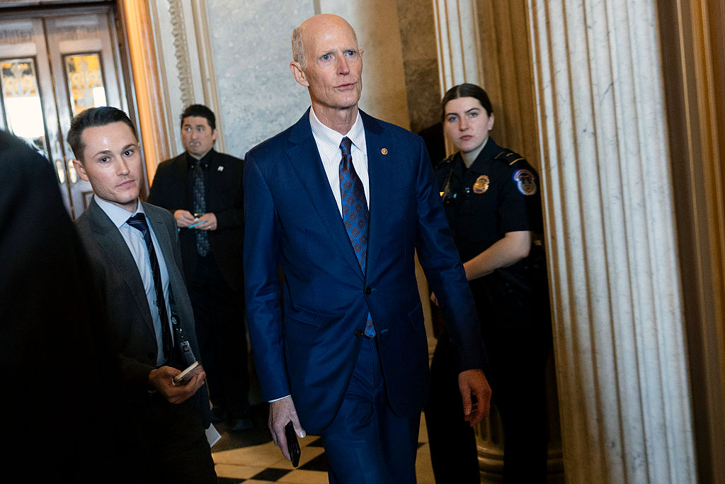 Sen. Rick Scott (R-FL) leaves the Senate Chamber at the U.S. Capitol on January 29, 2026 in Washington, DC.