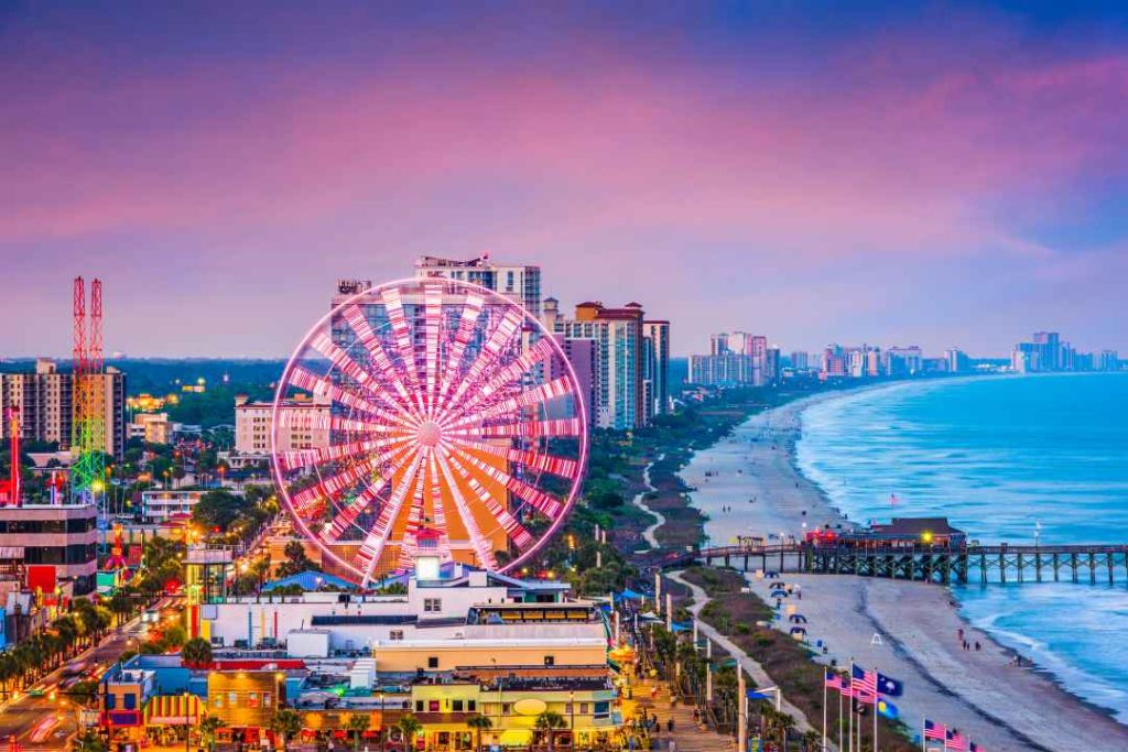 The SkyWheel Myrtle Beach, a prominent 187-foot observation wheel located on the boardwalk in South Carolina.