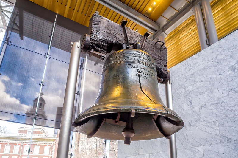 Liberty Bell 267 years old in Philadelphia Pennsylvania USA. Liberty Bell 267 years old was made in 1751, symbol of American freedom in Independence Mall building in Philadelphia, Pennsylvania USA