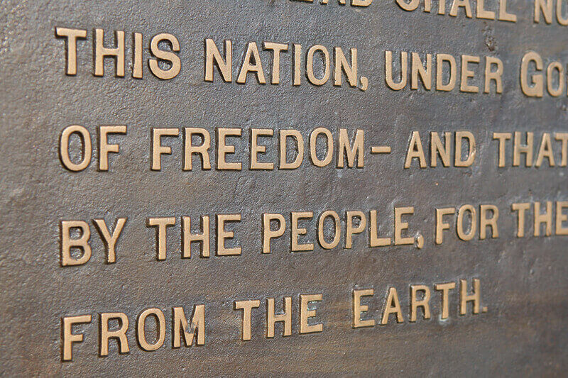 Detail of the Gettysburg Address at the Lincoln Monument, Gettysburg National Military Park