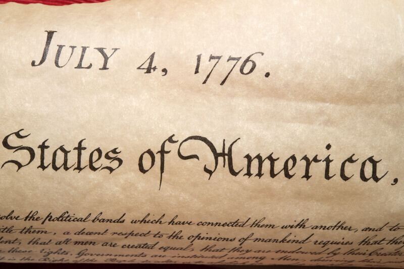 Declaration of independence 4th july 1776 close up. American Declaration of independence 4th july 1776 detail
