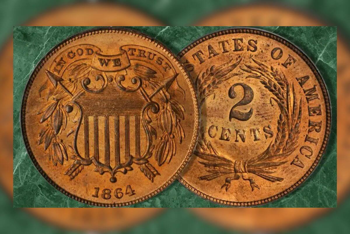 Antique United States Two Cent Coin with "In God We Trust"