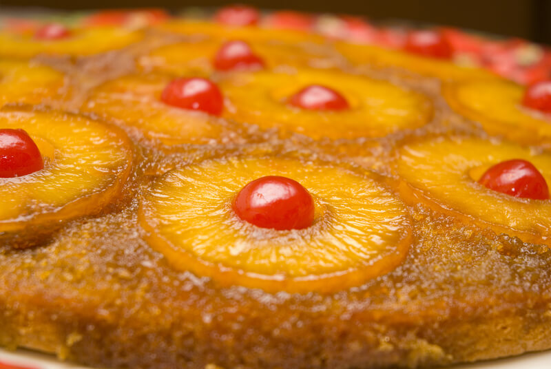 Photo of yummy pineapple upside down cake for dessert.