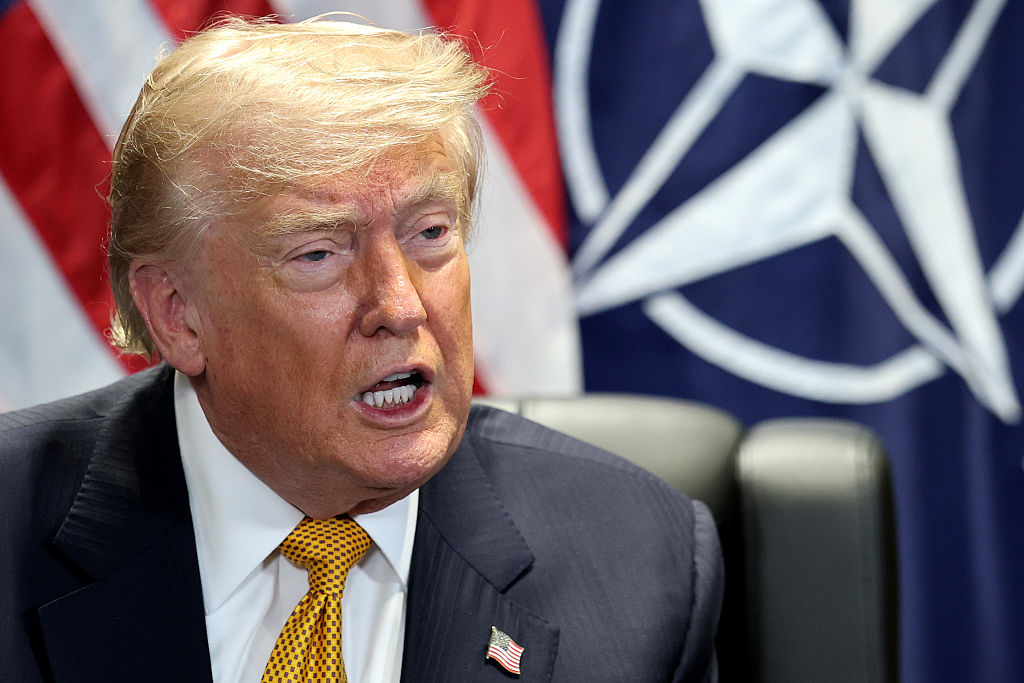 U.S. President Donald Trump meets with NATO Secretary General Mark Rutte (not shown) for bilateral talks at Beştepe Presidential Compound during the NATO Summit on July 08, 2026 in Ankara, Turkey.