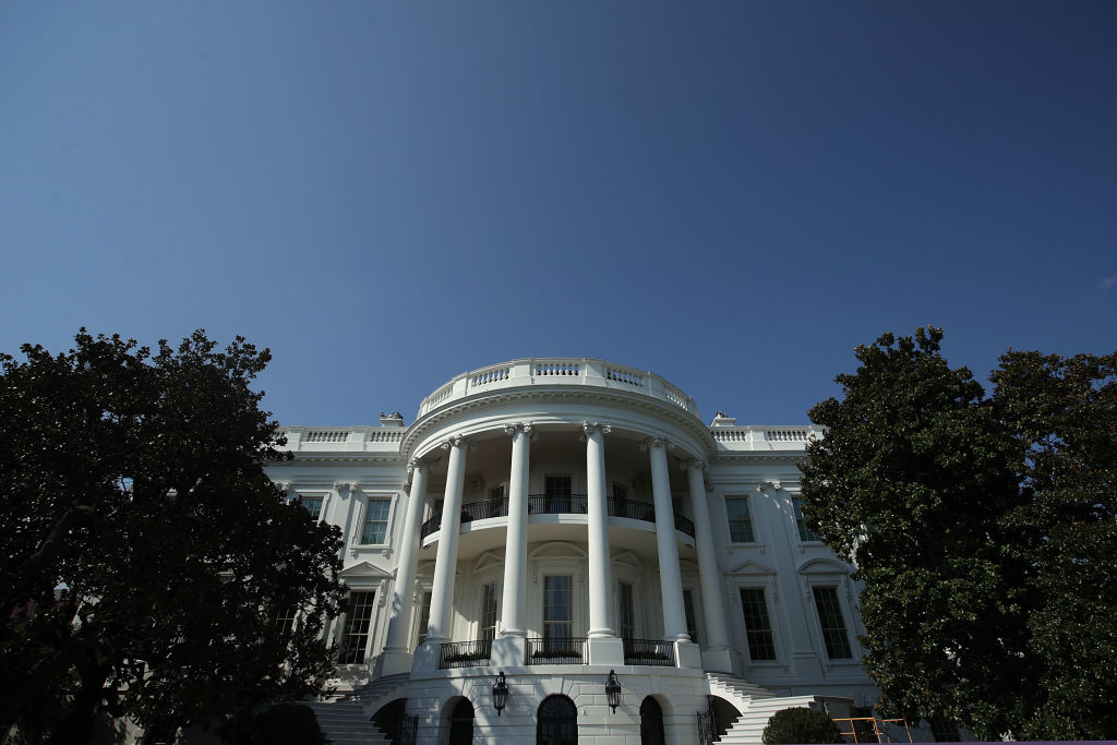 WASHINGTON, DC - AUGUST 22: The White House is seen August 22, 2017 in Washington, DC. The White House has undergone a major renovation with an upgrade of the HVAC system at the West Wing, the South Portico steps, the Navy mess kitchen, and the lower lobby. (Photo by Alex Wong/Getty Images)