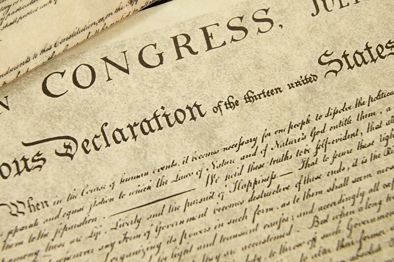 Replica of the U. S. Declaration of Independence, closeup