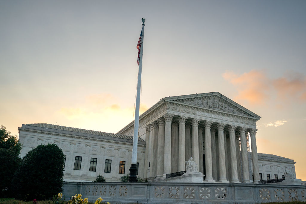 WASHINGTON, DC - OCTOBER 7: The outside the U.S. Supreme Court on October 7, 2024 in Washington, DC. The new Supreme Court term starts as the justices of the country's highest court return from summer break with new cases on the docket and the possibility that emergency election-related cases could arise in the coming weeks as the presidential election looms in the distance. (Photo by Kent Nishimura/Getty Images)s