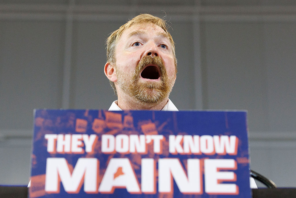 Democratic U.S. Senate candidate Graham Platner speaks at his Primary Election event on June 9, 2026 in Blue Hill, Maine.